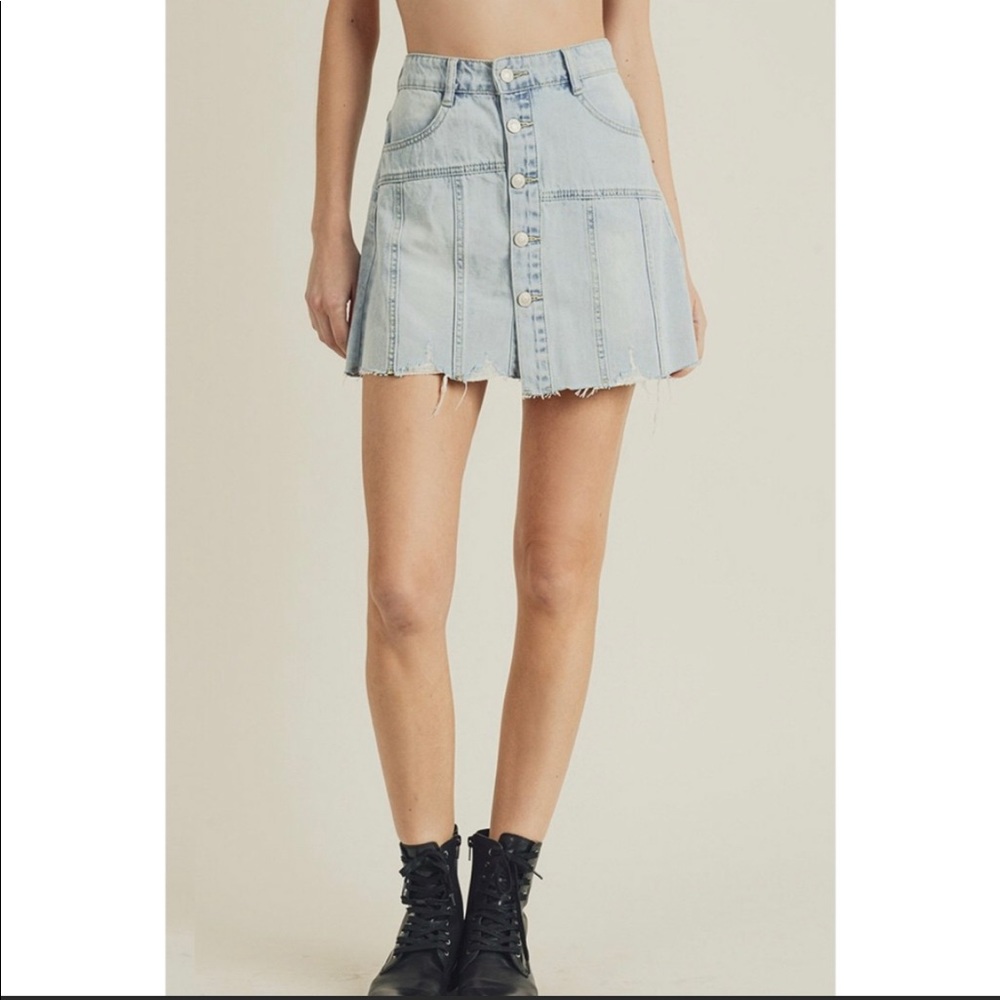 New Skirt, High Waisted, Raw Hem, Cotton, Brand New, button down, distressed
